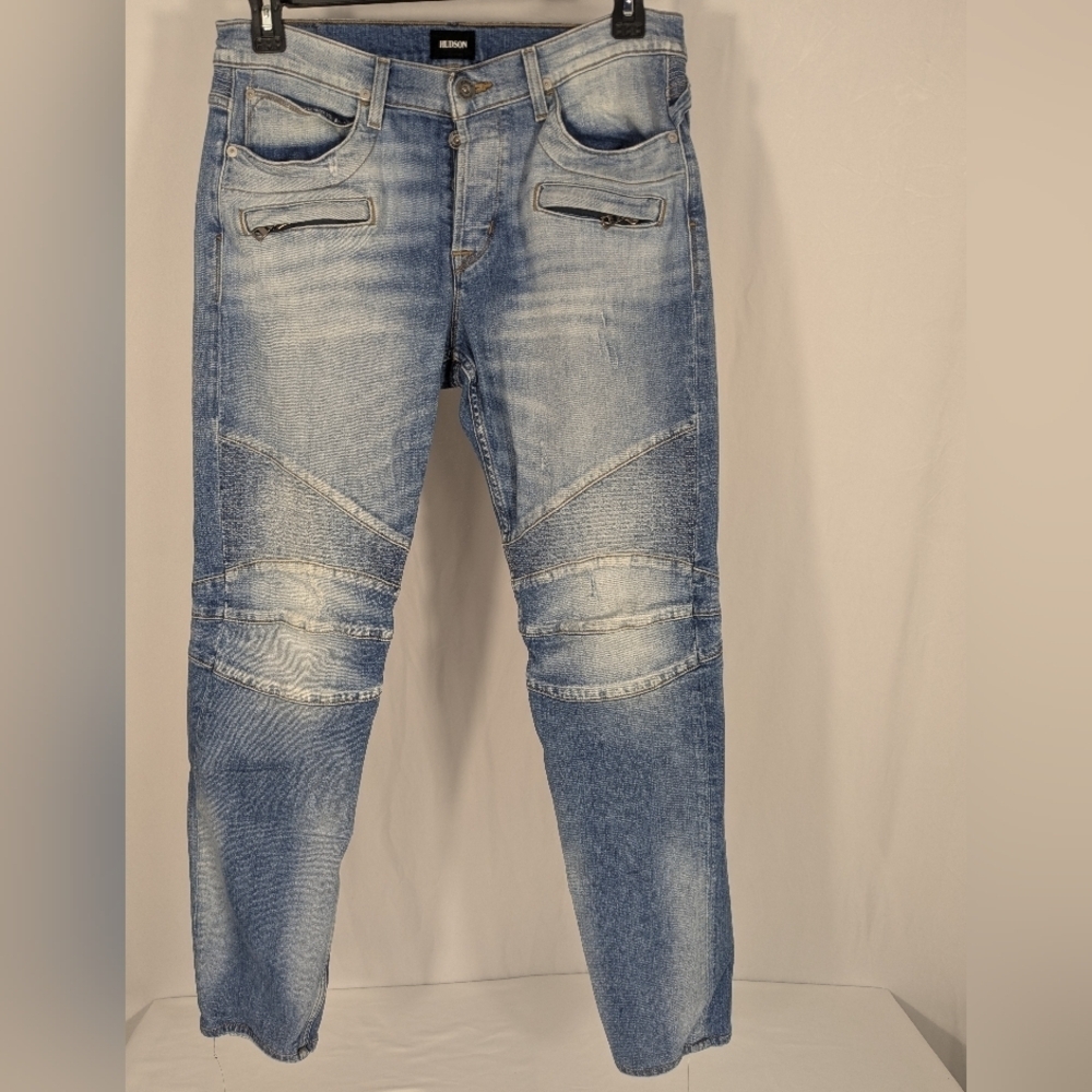 Hudson's the Blinder V2 Biker Jeans Light Blue Denim with Button Fly Size 33